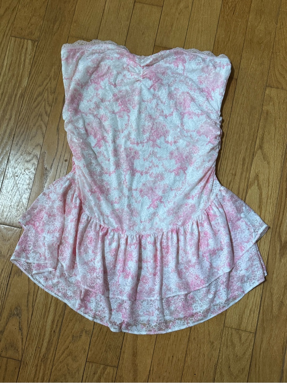 Pink X Love Shack Fancy Strapless Lace Mini Dress Sz XXL Coquette Balletcore